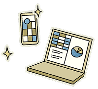 Ordinateur + téléphone illustrés